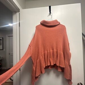 Free People Coral Cowl Neck Sweater